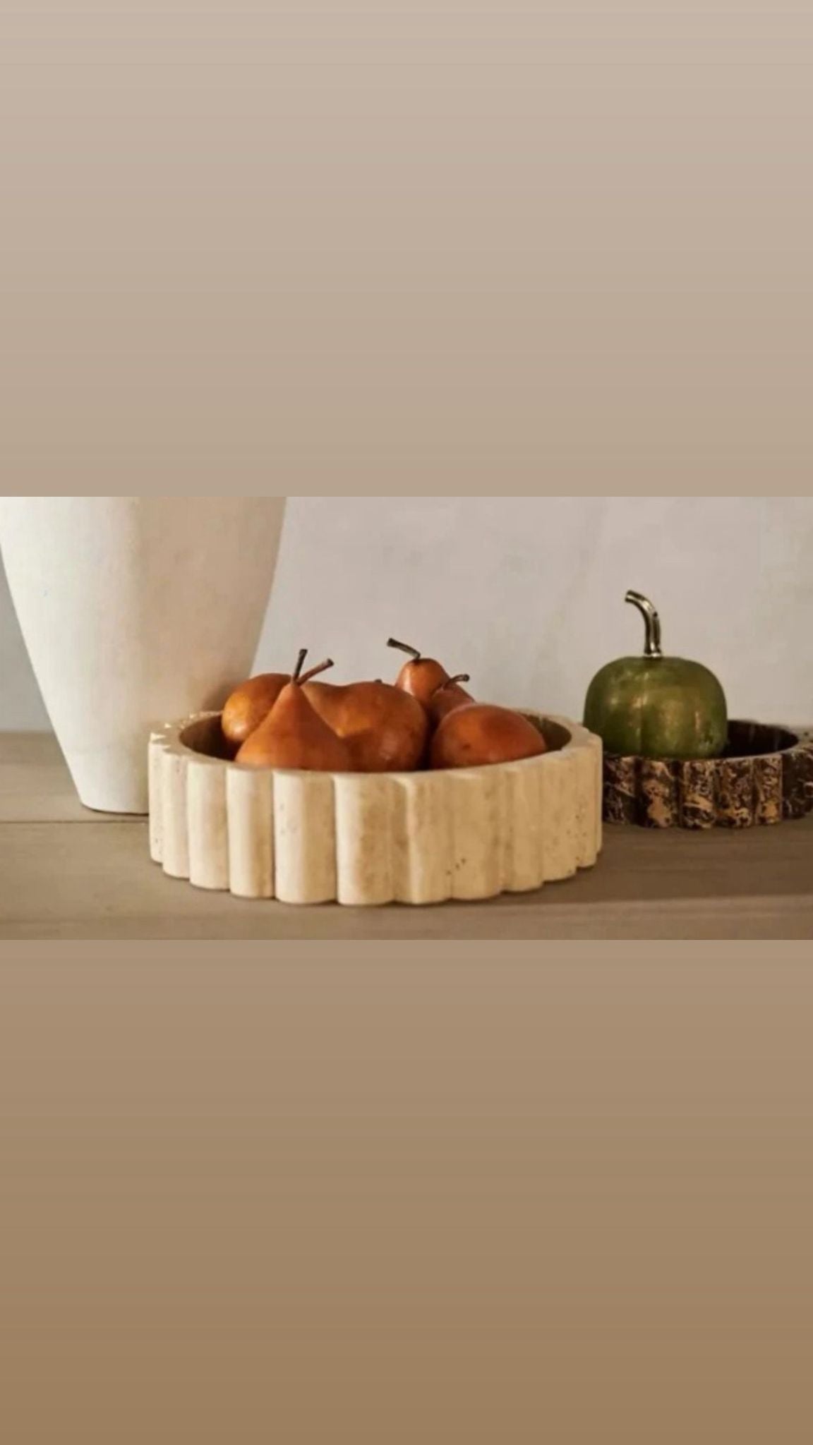 Dekoratif Traverten Yanlar Tırtıklı Kase Tabak 28 cm