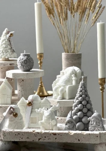 CANDLE Yeni yıl Top ağaç Noel Baba +Çizgili Şamdan Mum +Noel Baba+Coin+K. Ev+Geyik+Şapkalı baba