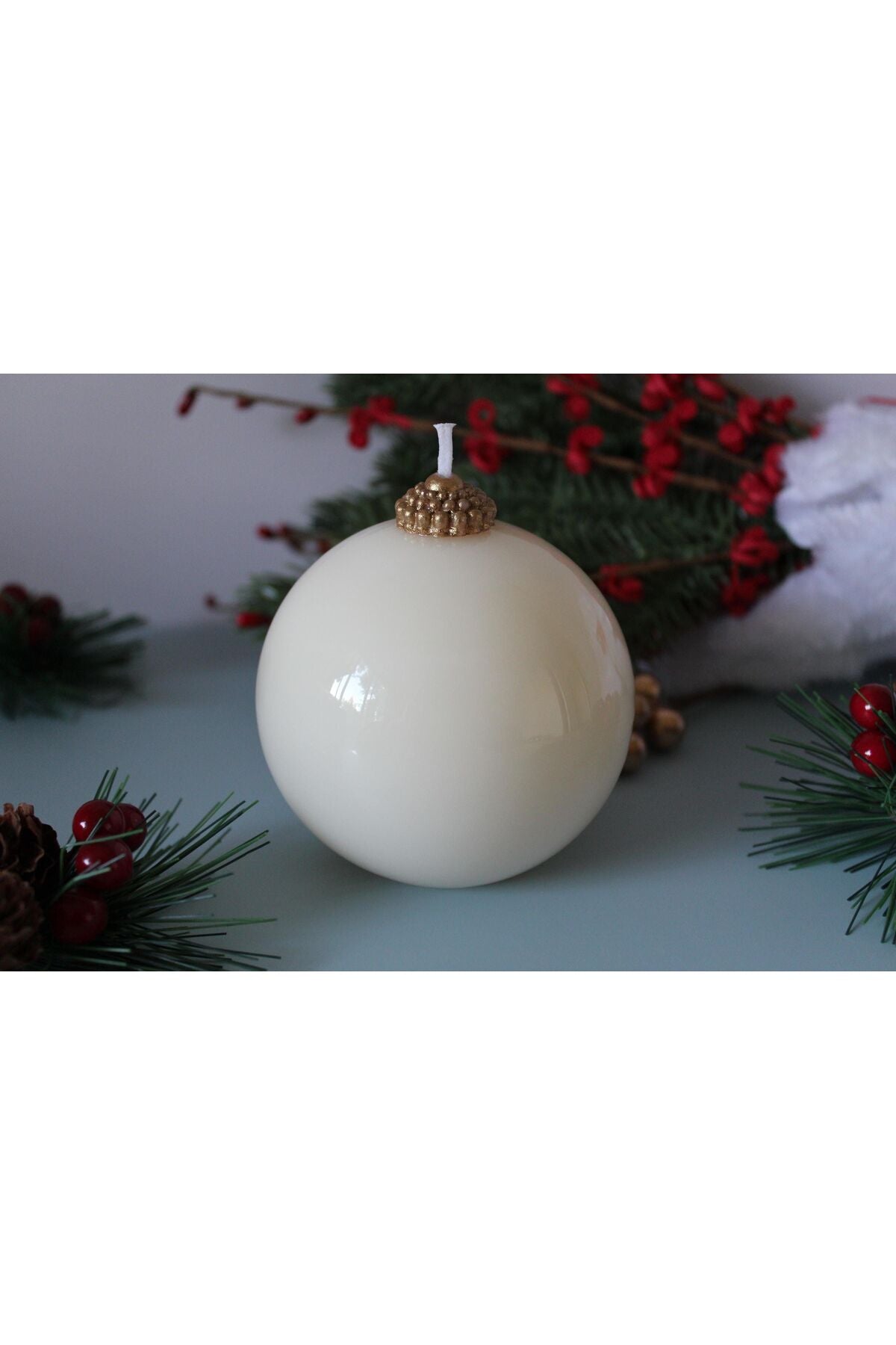 CANDELl Yuvarlak Dekoratif Küre Mum – Beyaz Minimal Tasarım, Vanilya kokulu, Ev Dekorasyon Mum 5*4cm