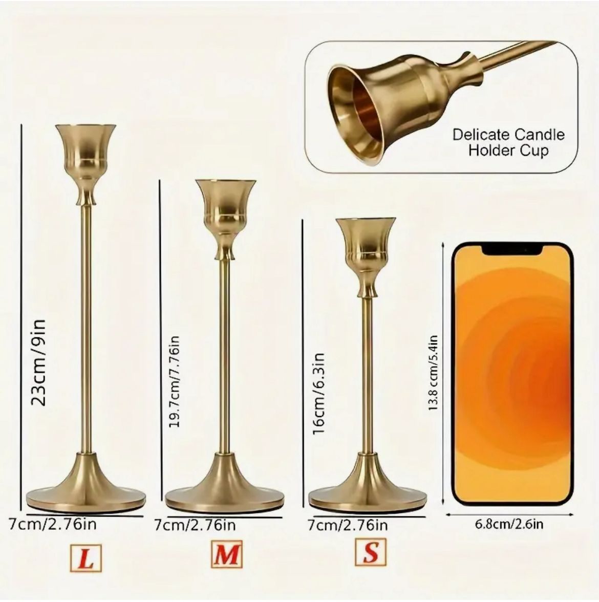 3’lü Gold Metal Şamdan Seti | Dekoratif Mumluk | Modern & Şık Ev Dekorasyonu