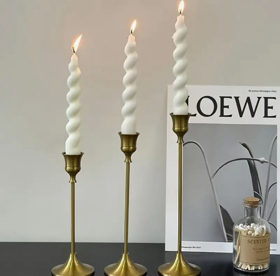 3’lü Gold Metal Şamdan Seti | Dekoratif Mumluk | Modern & Şık Ev Dekorasyonu