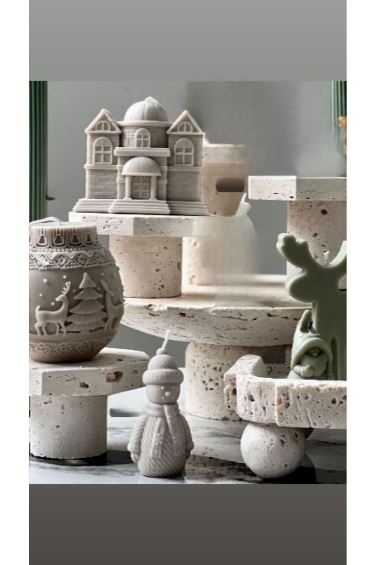 CANDLE Yeniyıl Geyik +Ev +Kardan Adam +Coin +Küçük Karda Adam Topalm 5 Parça