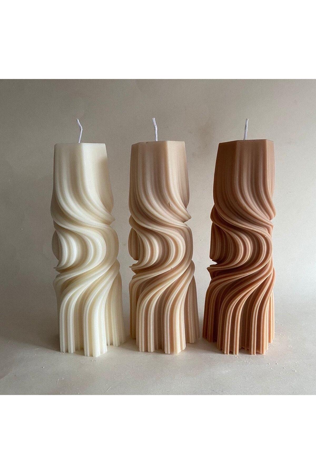 Dekoratif Mum Dalga model Mum 3 Lü