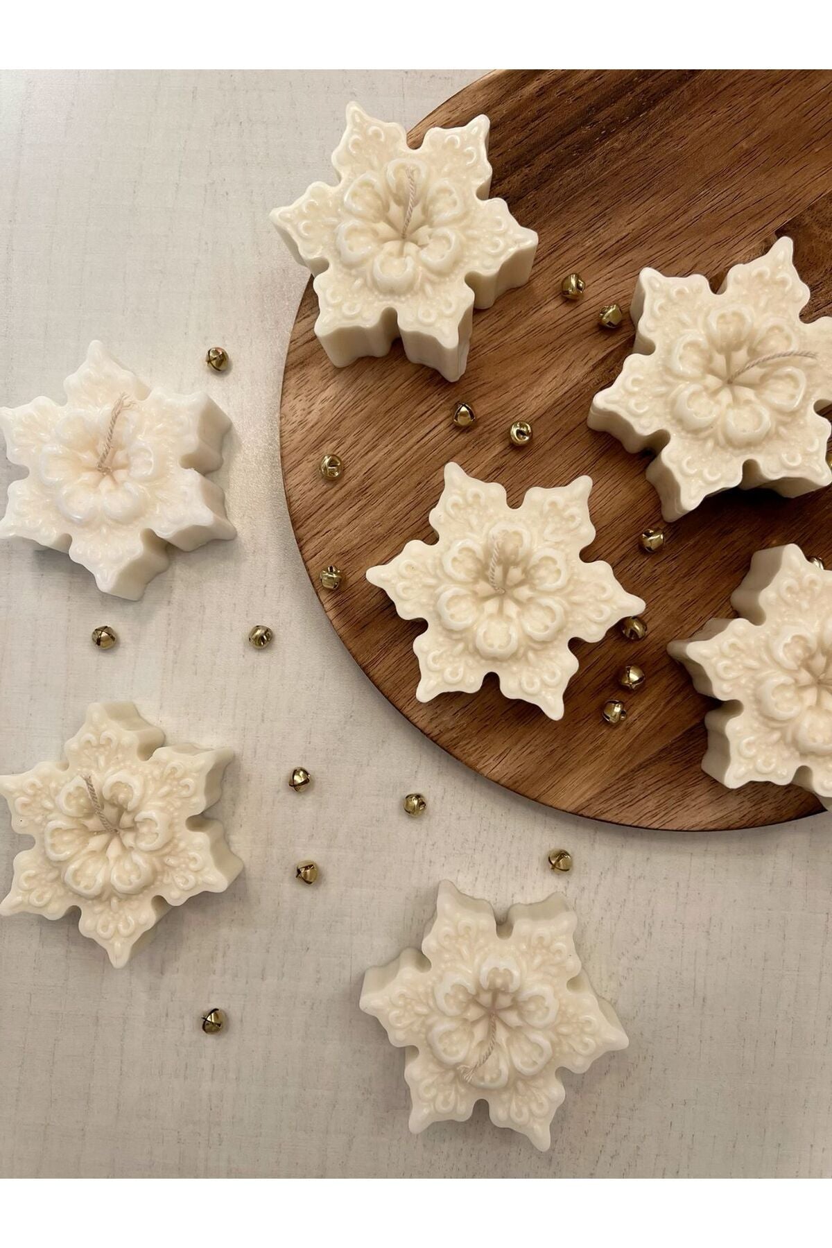 CANDLE El Yapımı Yılbaşı Ağacı Mum -Yeni Yıl Kar Tanesi Figürlü 2' li Takım