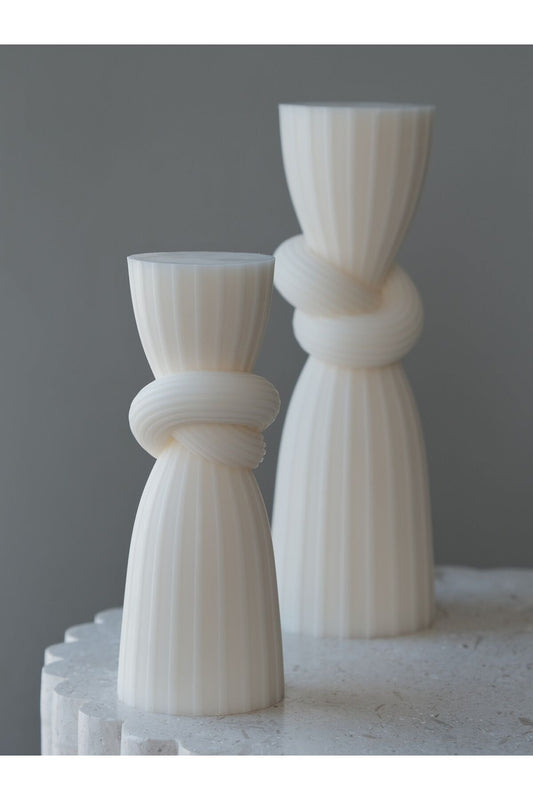 CANDLE El Yapımı Kokusuz Duyum Desenli Dekoratif Kalıp Mum– Kırık Beyaz -20*7