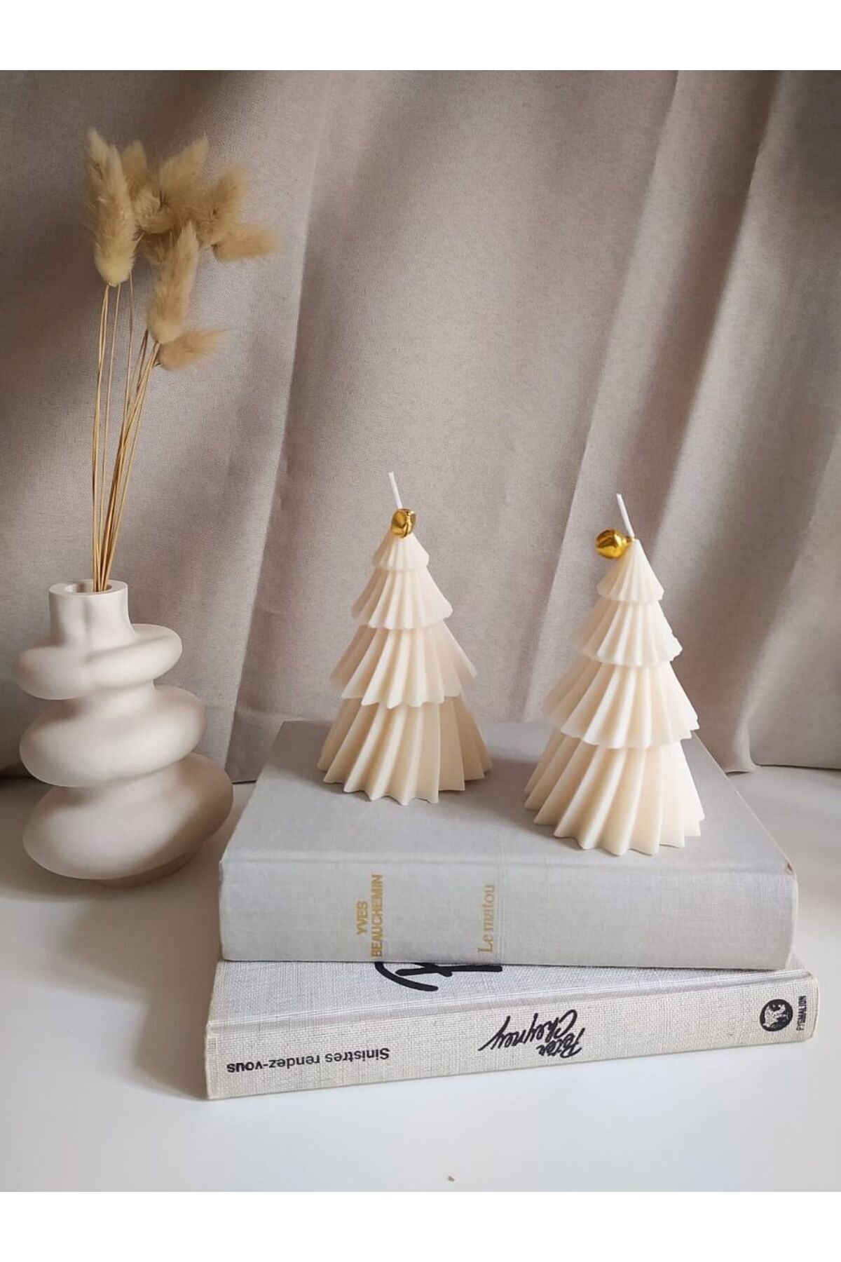 CANDLE El Yapımı kokusuz Soya Wax Yılbaşı Ağacı Mum – Dekoratif Mum – Yeni Yıl Hediye Mum 13 cm