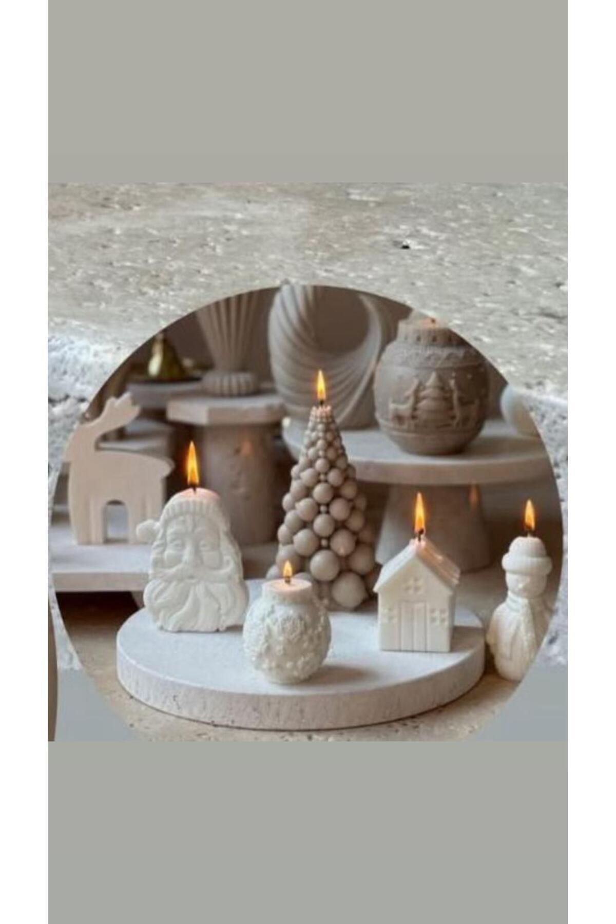 CANDLE Yeniyıl Noelbaba+Coin +topağaç +kardan adam+Buyuk Coin+Geyik Toplam 6 Parça