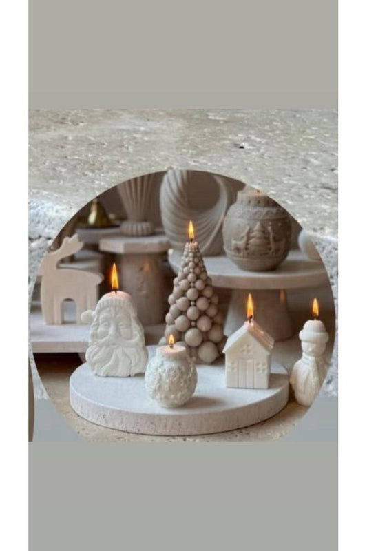 CANDLE Yeniyıl Noelbaba+Coin +topağaç +kardan adam+Buyuk Coin+Geyik Toplam 6 Parça