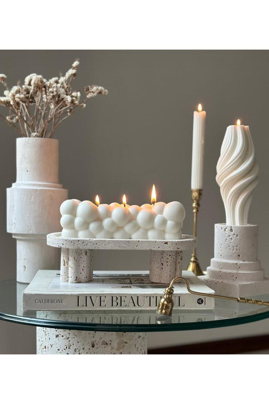 Dekoratif mum Top model +Vazo Mum +Şamdanlık Toplam 3 Parça