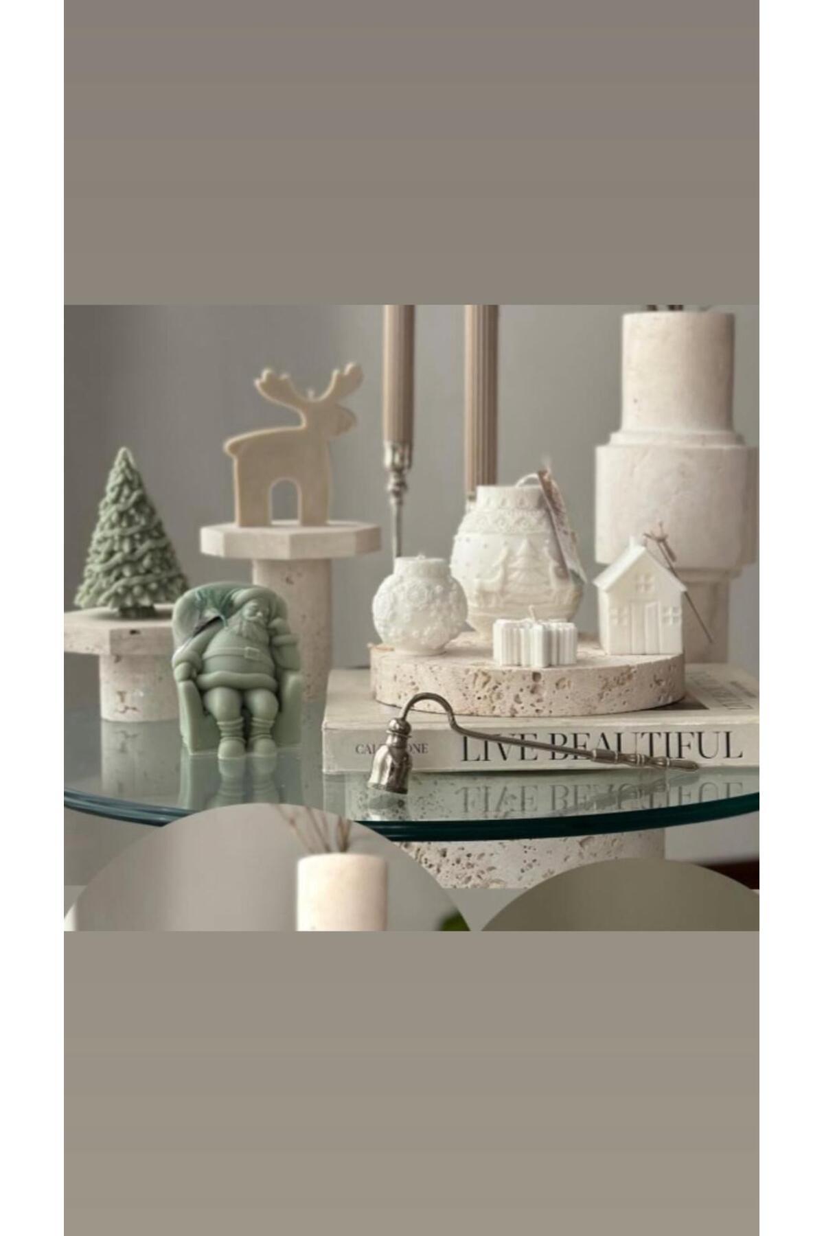 CANDLE Yeniyıl Çam Ağaç +Geyik+Buyuk Coin +Küçük Coin+Noel baba +Kartanesi Tolam 6 Parça