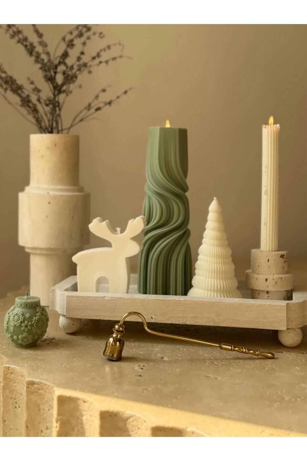 CANDLE Dekoratif Mum yılbaşı Dalga +caç ağaç +coin +Saşmanlık MUm +Geyik toplam 5 parça