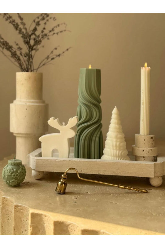 CANDLE Dekoratif Mum yılbaşı Dalga +caç ağaç +coin +Saşmanlık MUm +Geyik toplam 5 parça