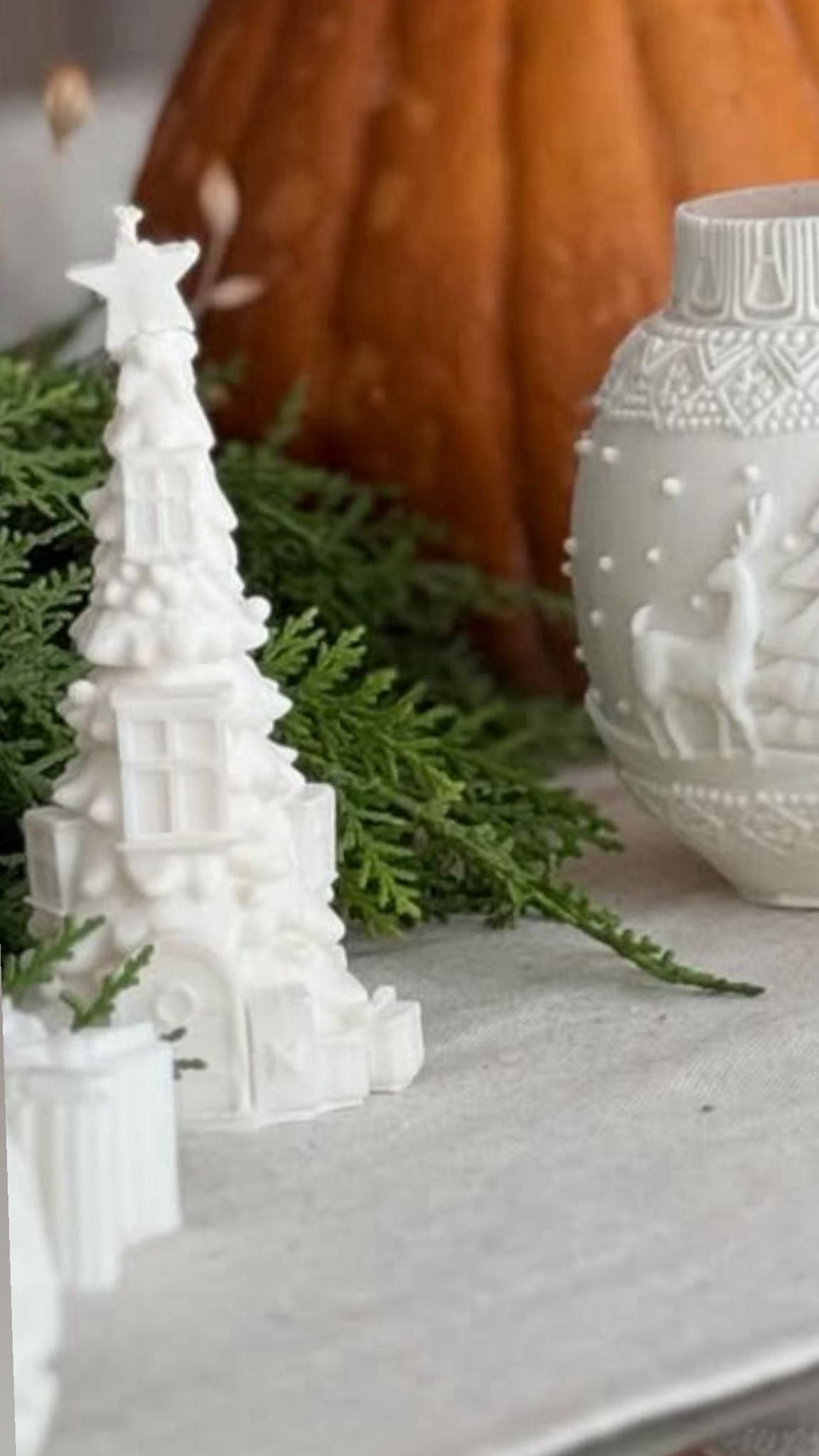 CANDLE El Yapımı Kar Tanesi, Çam Ağacı ve Geyik Figürlü Mum Seti – 3’lü | Soya Wax| Kış Koleksiyonu -Vanilya kokulu