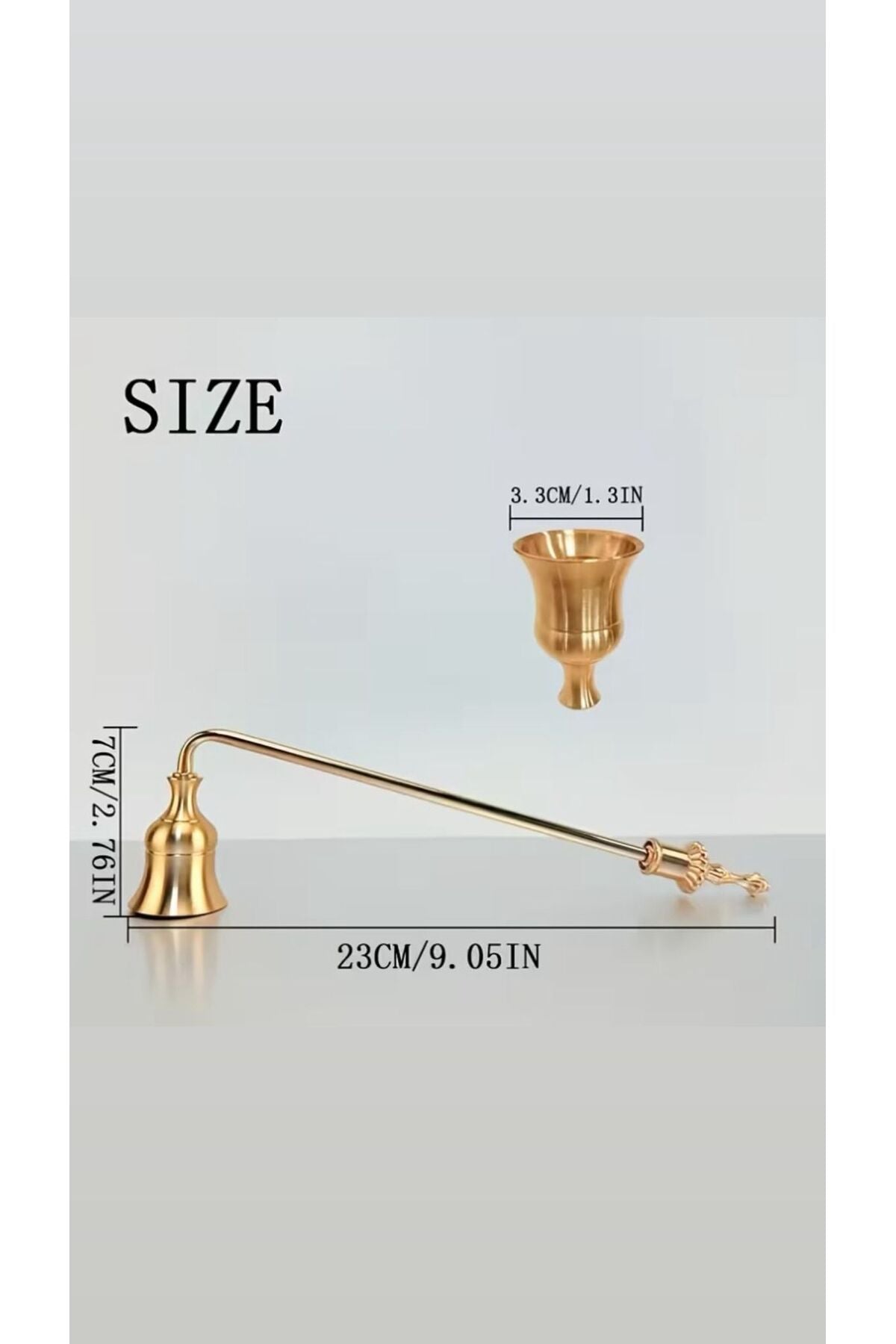 LUMIERI Pirinç El Yapımı 23 Cm Mum Söndürücü Fransız Altını Renk Ev ve Mutfak Dekoru