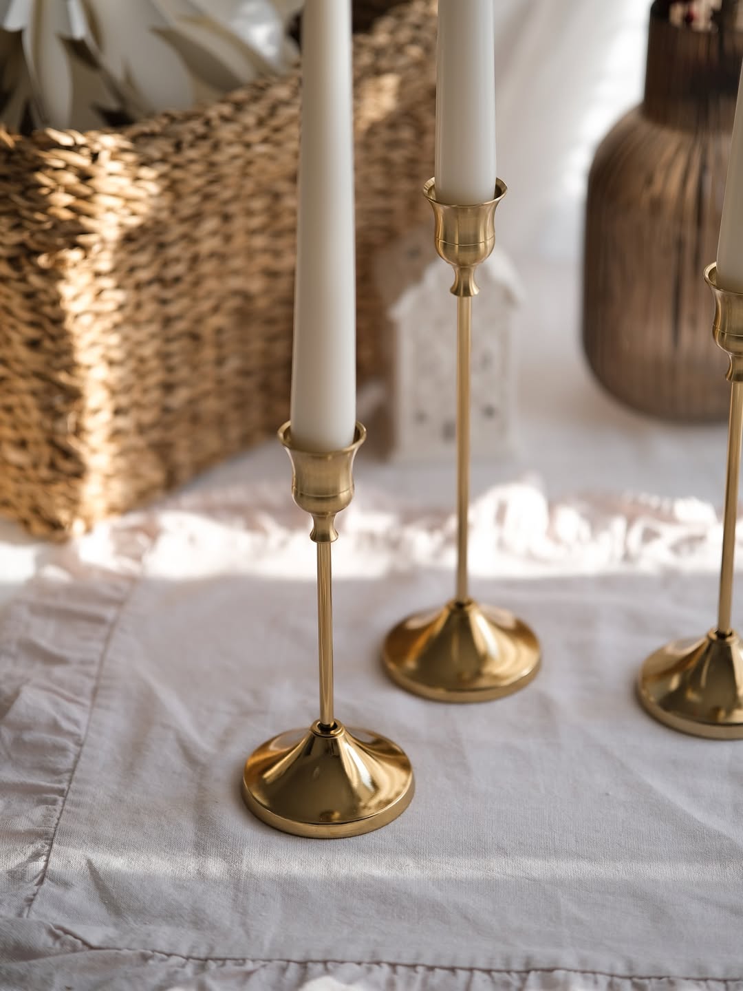 3’lü Gold Metal Şamdan Seti | Dekoratif Mumluk | Modern & Şık Ev Dekorasyonu