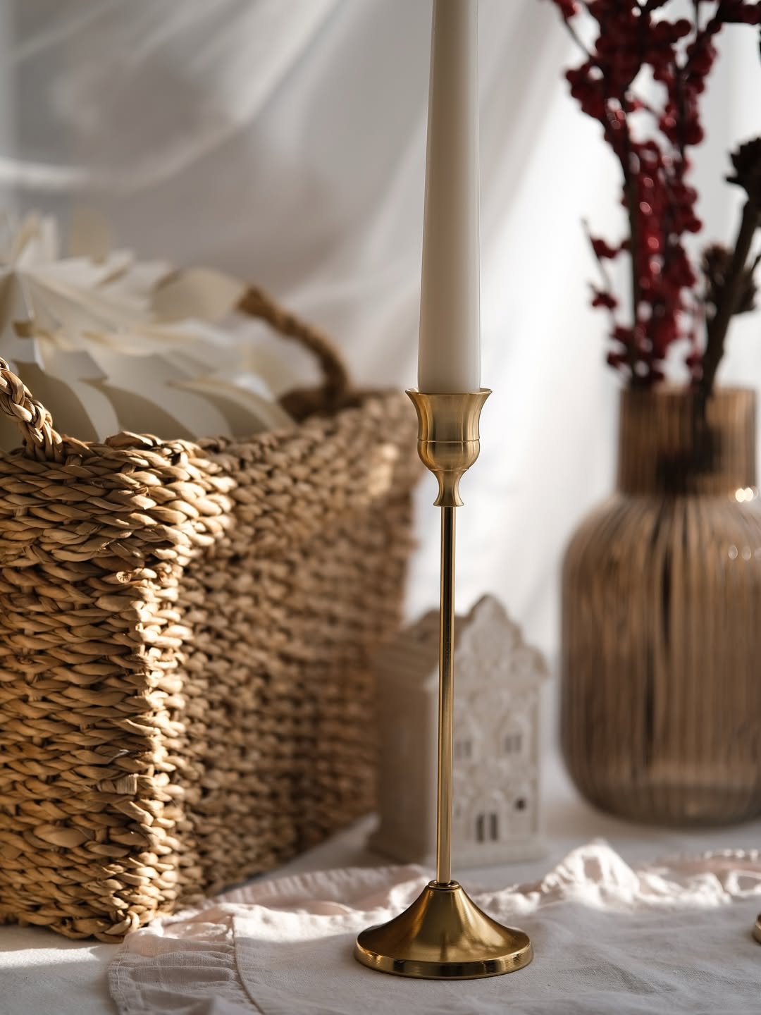 3’lü Gold Metal Şamdan Seti | Dekoratif Mumluk | Modern & Şık Ev Dekorasyonu