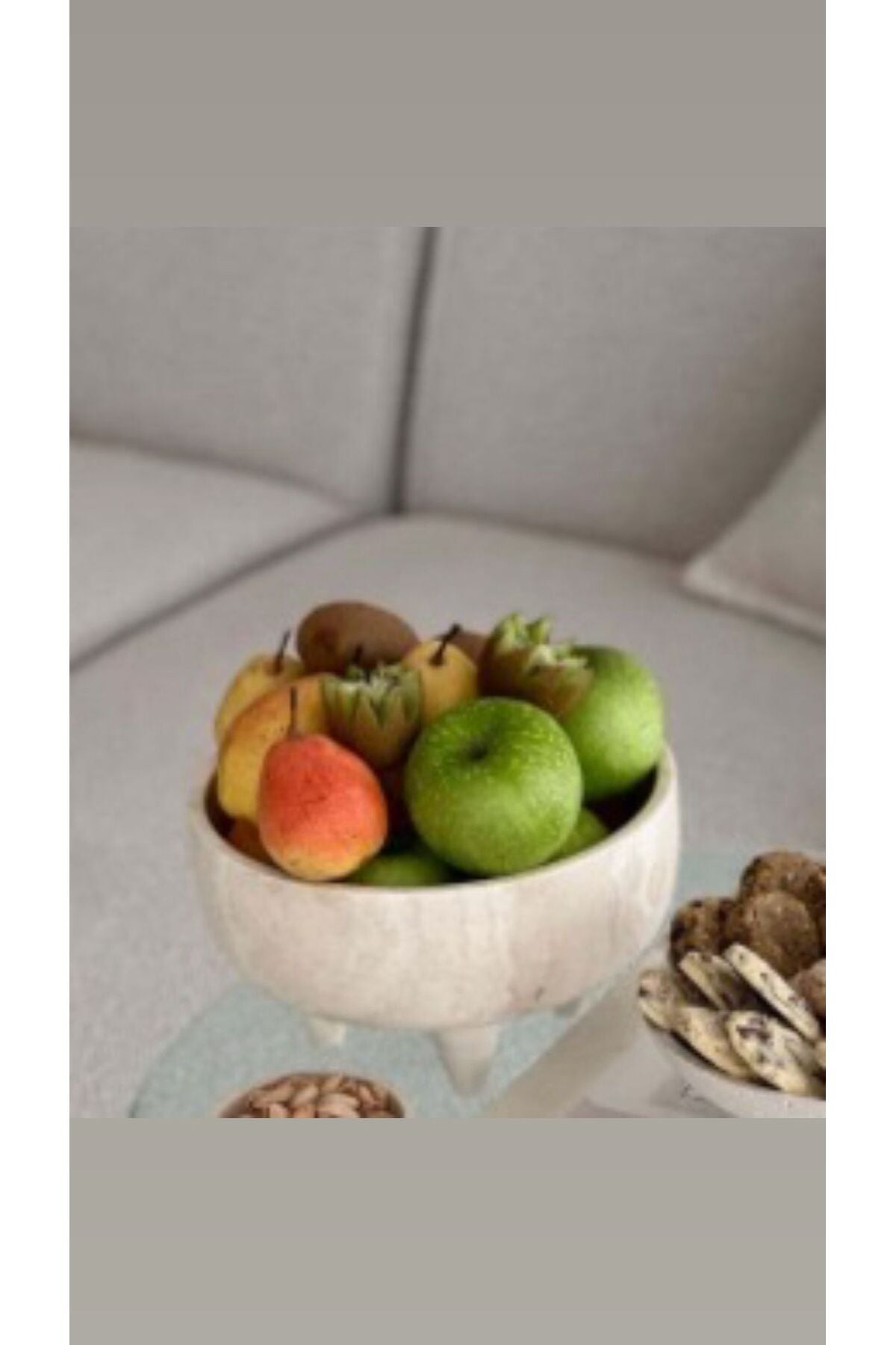 Premium Doğal Traverten Mermer Form El Oyması Dekoratif Kase