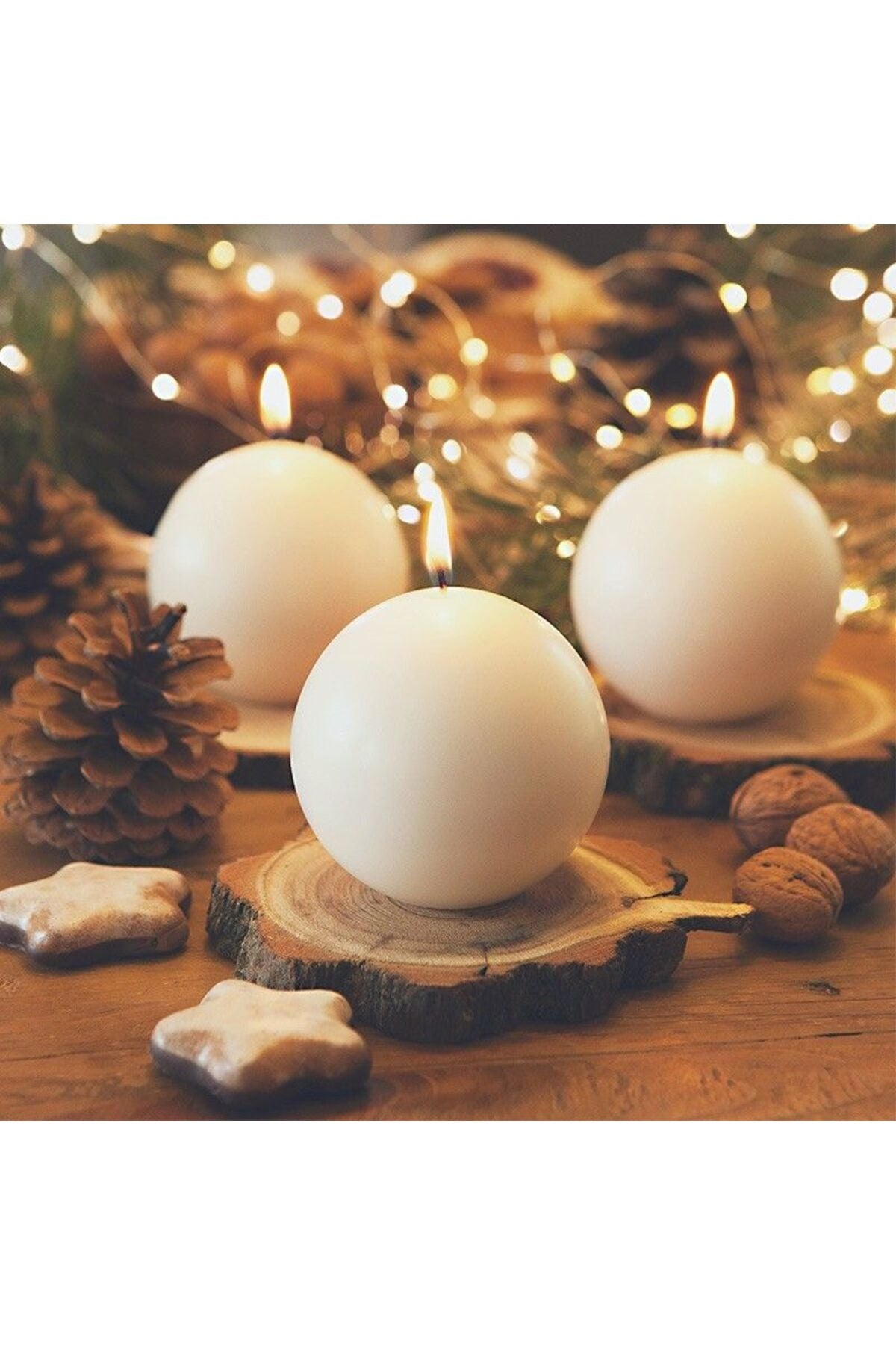 CANDELl Yuvarlak Dekoratif Küre Mum – Beyaz Minimal Tasarım, Vanilya kokulu, Ev Dekorasyon Mum 5*4cm