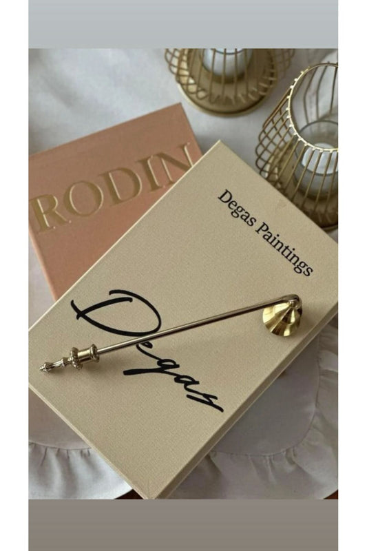 LUMIERI Pirinç El Yapımı 23 Cm Mum Söndürücü Fransız Altını Renk Ev ve Mutfak Dekoru