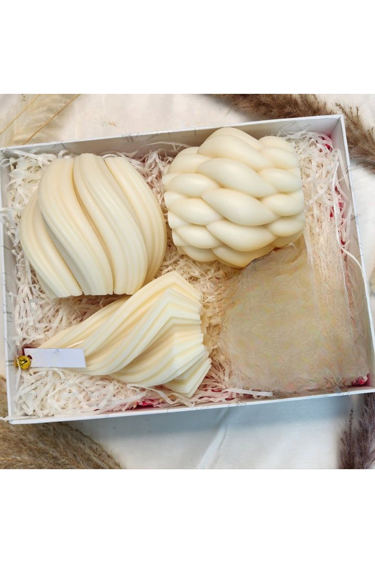 CANDLE El Yapımı Yılbaşı Çam Ağacı, Burgu Mum ve Örgü Figürlü Mum Seti – 3’lü Kış Koleksiyonu