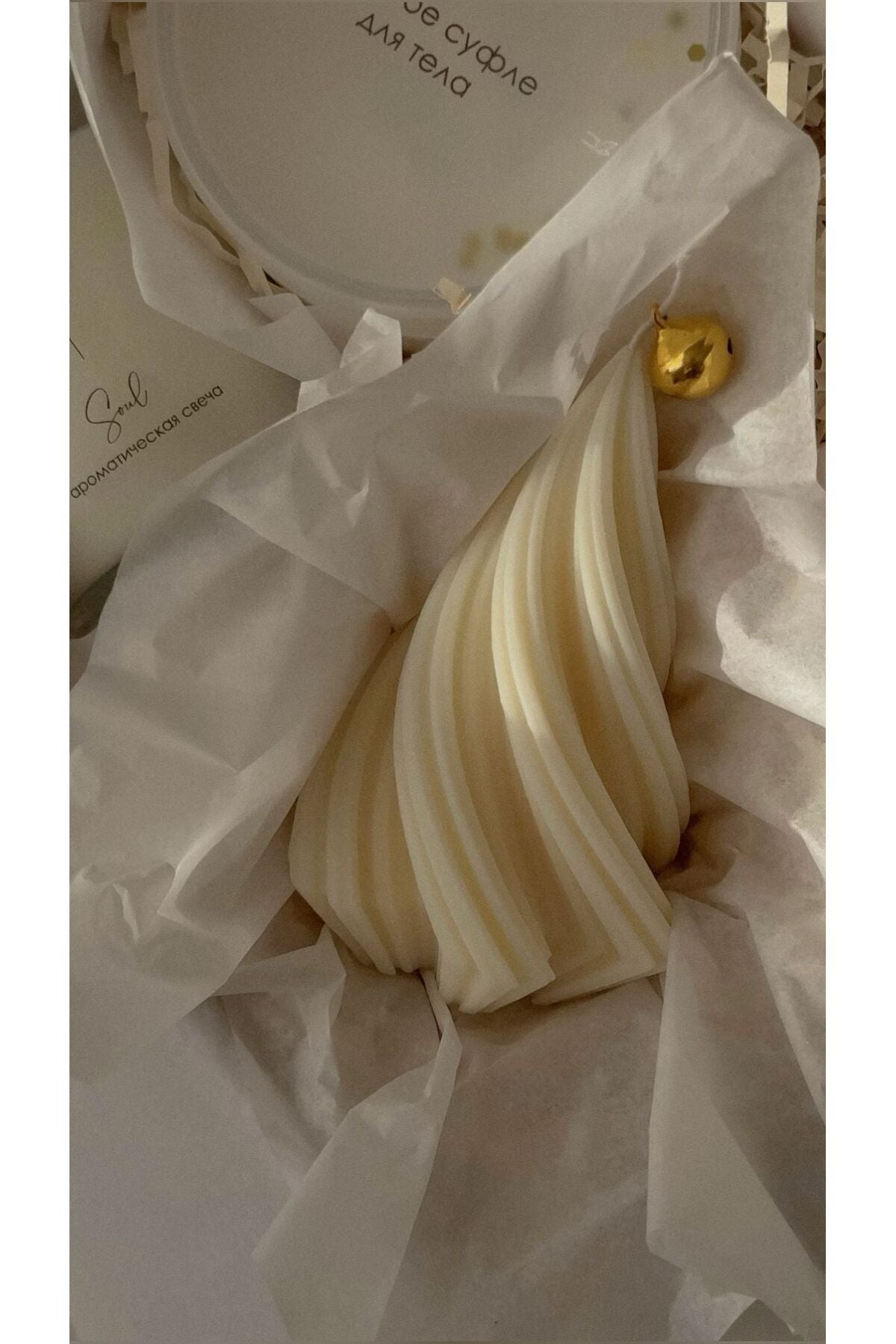 LUMIERI CANDLE El Yapımı Kokusuz Çam Ağacı Yeni Yıl Dekoratif – Kırık Beyaz -10-12 cm 3'lü