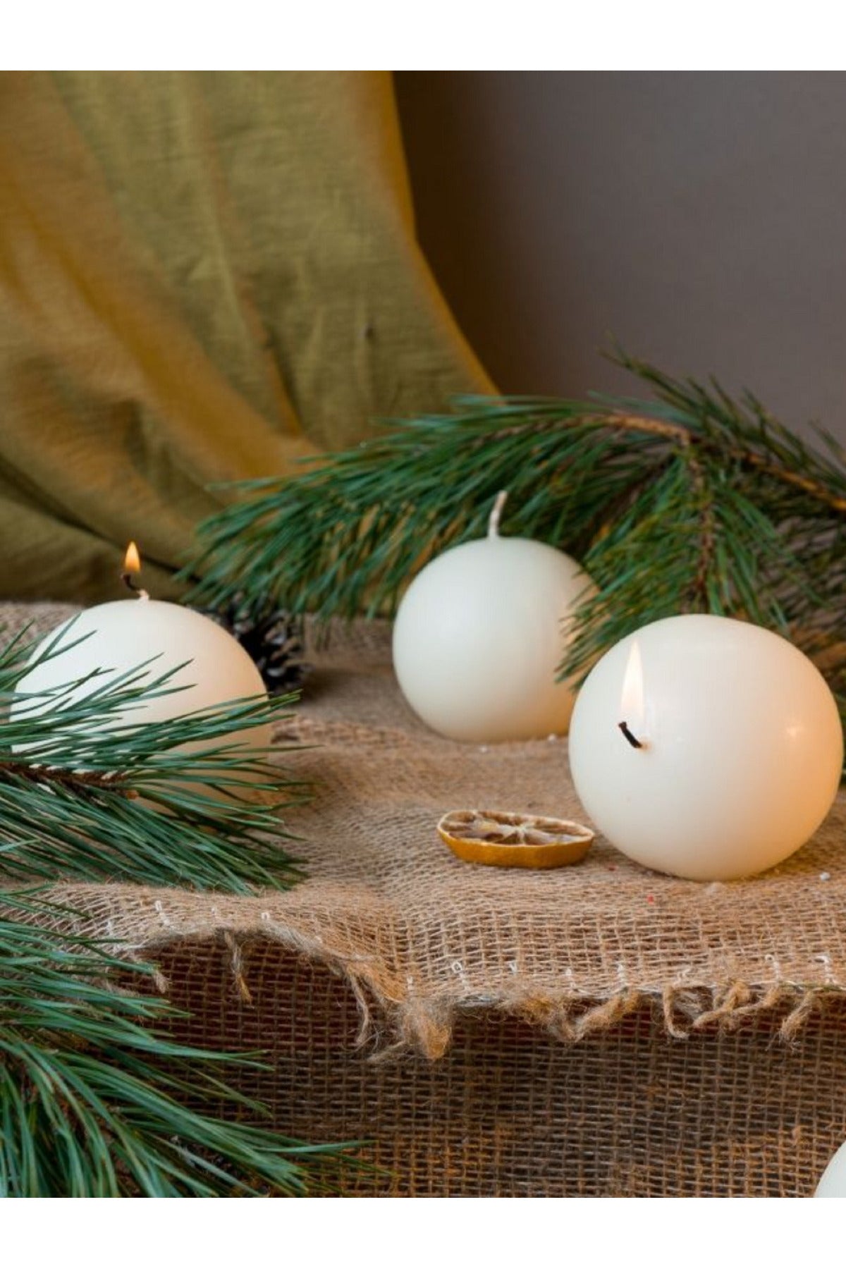 CANDELl Yuvarlak Dekoratif Küre Mum – Beyaz Minimal Tasarım, Vanilya kokulu, Ev Dekorasyon Mum 5*4cm