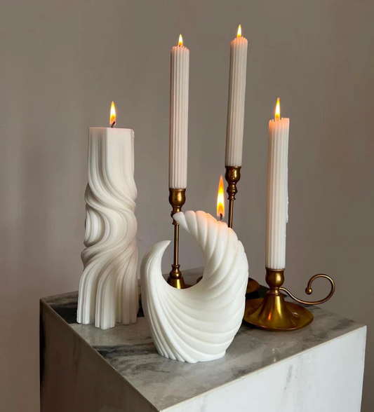 Dalga model 1 adet +Şamanlık Mum 3 Adet +Ay Model Dekoratif Mum 1 Adet+ Toplamda  5 Parça Takım