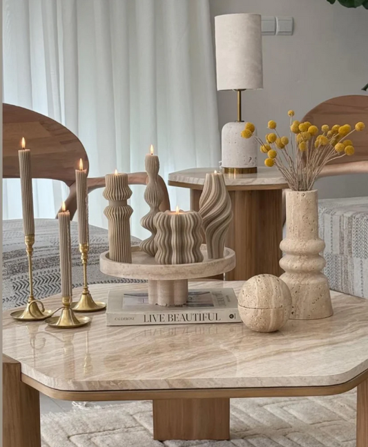 Dekoratif Mum Marako 1 Adet +Vazo 1 Adet +Dalga 1 Adet +ikili Yuvarlak 1 Adet +Şamdanlık Mum 1 Adet -Toplam 7 Parça Takım