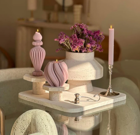 Yuvarlak Marako Model 1 Adet +Dalgalı Yuvarlak Model 1 Adet +Şamdanlık Mum 1 Adet -  Toplam 3 Parça Takım