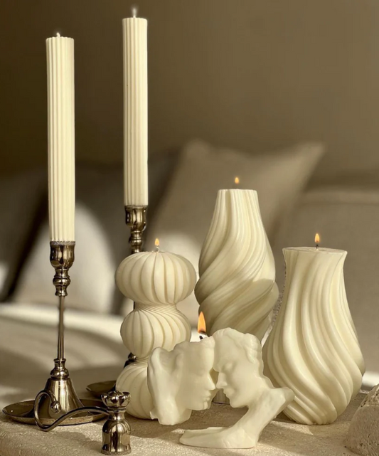 Dekoratif  Vazo Mum 1 Adet + Sevgili 1 Adet  + Vazo Mum 1 Adet + Şamdanlık Mum1 Adet  +3'lü Yuvarlak 1 Adet - Toplam 6 Parça Takım