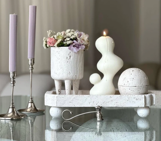 Eğilim Mum 1 Adet +Şamdanlık 2 Adet - Toplam 3 Parça Takım