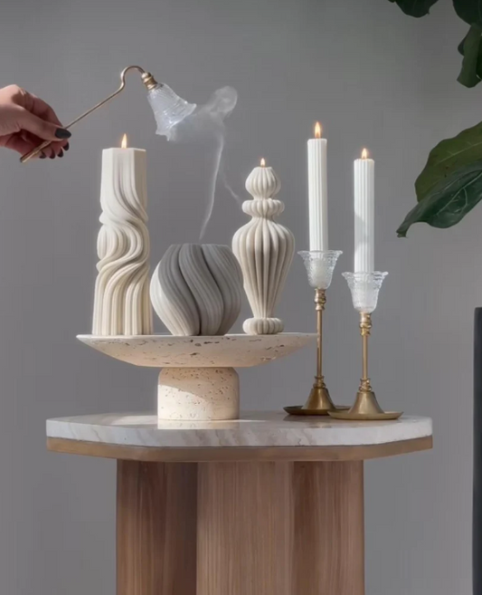 Şamdanlık Mum 2 Adet +Marako Model Vazo 1 Adet +Dalga Model Yuvarlak 1 Adet +Dalga Model 1 Adet - Toplam 5 Parça Takım