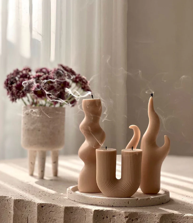 Eğlimli Mum 1 Adet +U Mum 1 Adet +Alev Aşk Mum 1 Adet - Toplam 3 Parça Takım