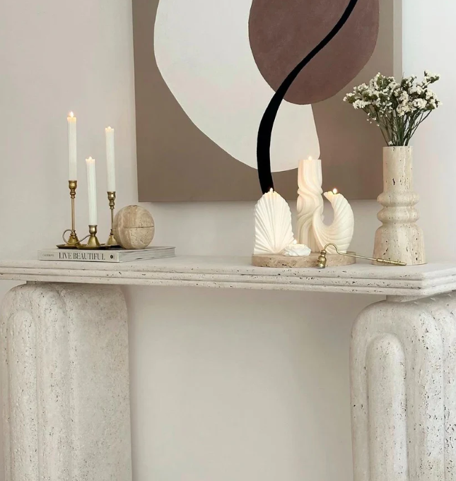 Dekoratif Palm Mum 1 Adet +Dalga Mum 1 Adet + Ay Model Mum 1 Adet +Gül Mum 1 Adet + Şamdanlık Mum 3 Adet - Toplam 7 Parça Takım