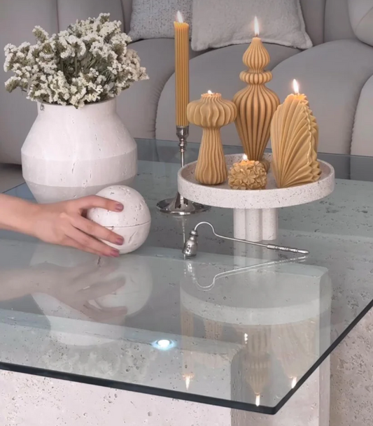 Şamdanlık Mum 1 Adet +Marako Model Vazo 1 Adet +Palm Mum 1 Adet +Gül 1 Adet - Toplam 4 Parça Takım