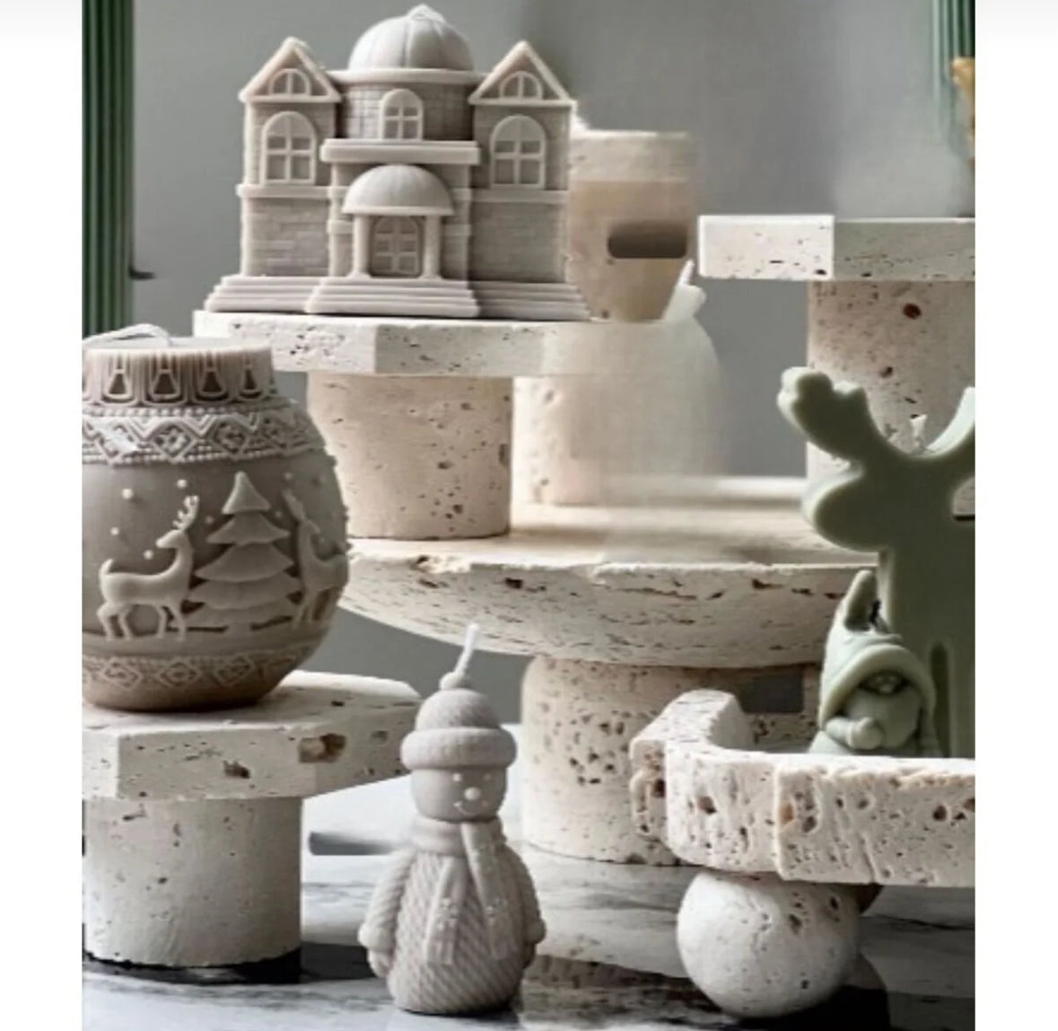 CANDLE YeniYıl Coin +Vazo Mum +Noel baba +Çizgili şamdan +Kartanesi toplam 6 Adet