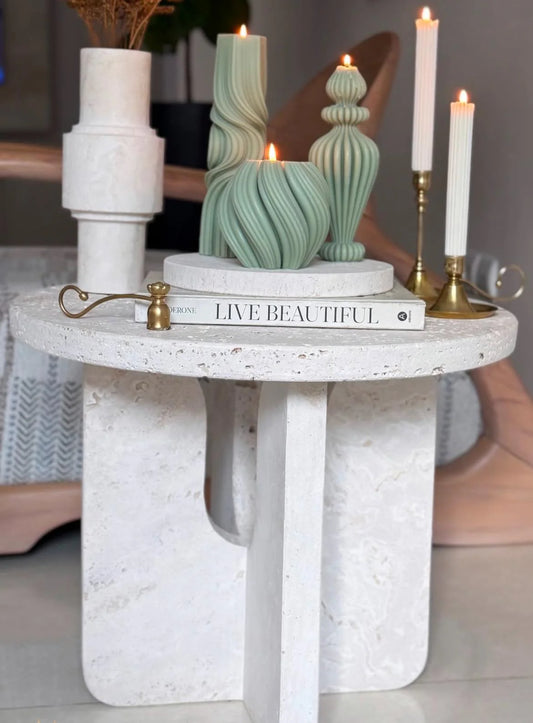 Dekoratif Mum Dalga 1 Adet +Marako Mum 1 Adet +Dalga Mum 1 Adet +Şamdanlık Mum 1 Adet - Toplam 5 Parça Takım