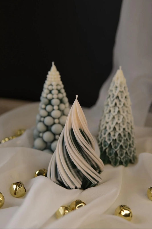 CANDLE Çam Ağacı Yeni Yıl Christmas Yeni Yıl Yeşil Beyaz Renk Dekoratif Mum