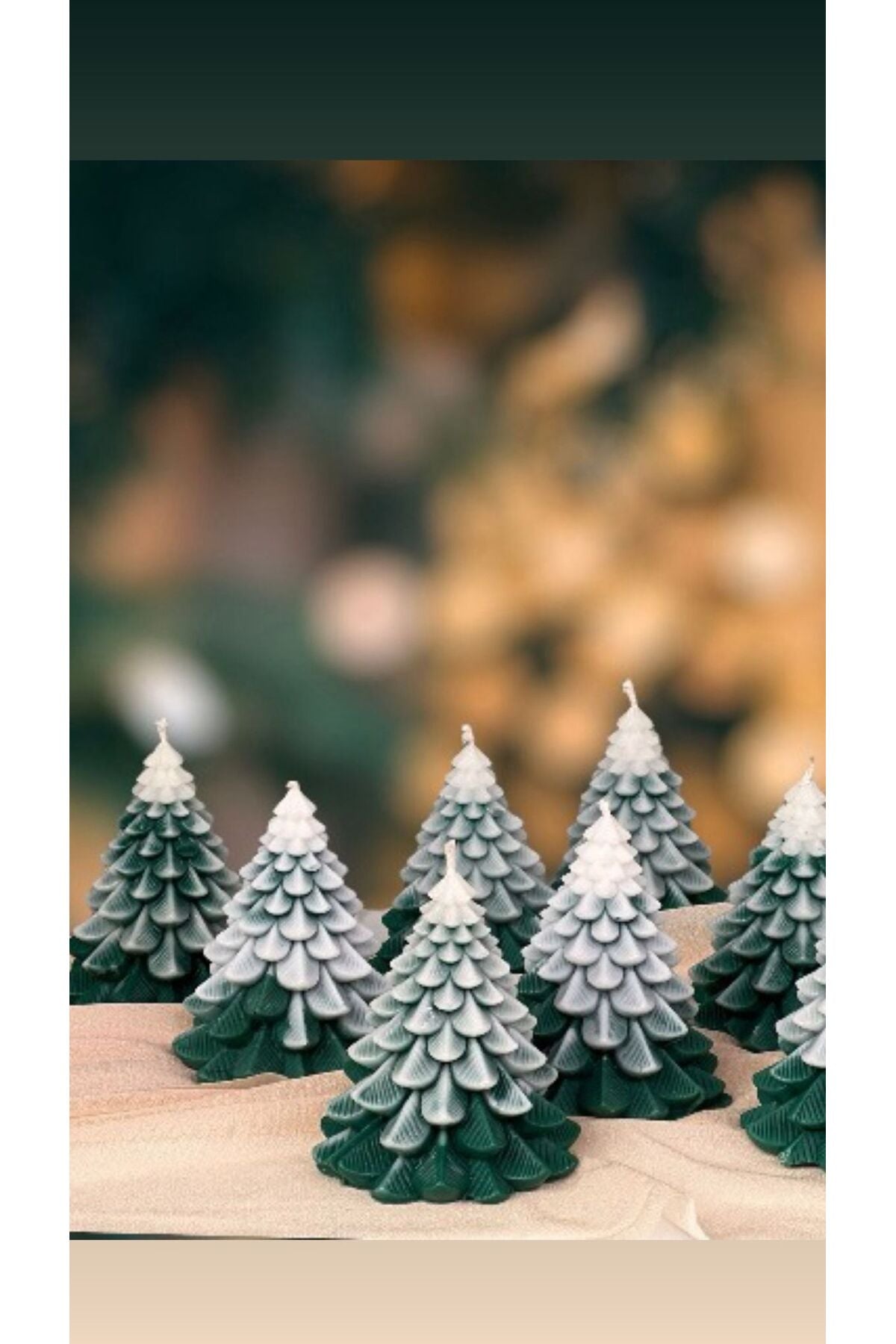 CANDLE Çam Ağacı Yılbaşı Yeni Yıl Başı Beyaz Altı Yeşil Renk Dekoratif Mum