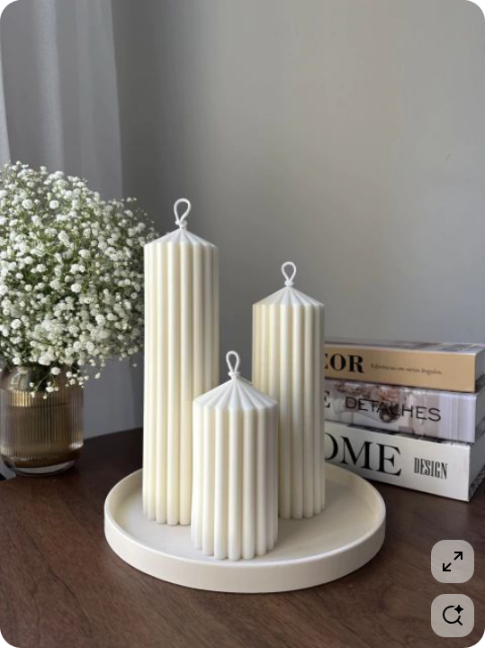 CANDLE El Yapımı Şakayik Gül 7cm-Çokgen Dekoratif Mum-10*10+15*10+20*10cm -Burgu Desenli 10*10cm Dekoratif Mum