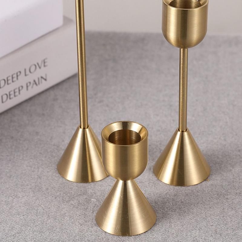 Bronz Ton Metal Şamdan Seti 3’lü – Modern Dekoratif Mumluk & Masa Üstü Ev Dekoru
