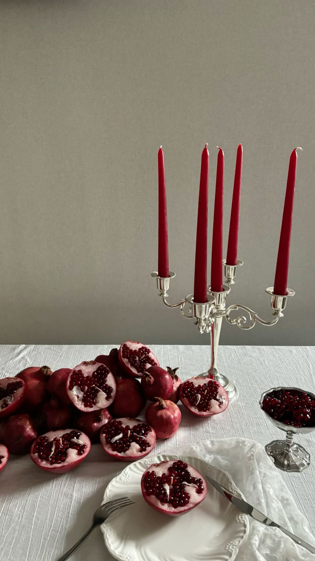 CANDLE El Yapımı Dekoratif Soya Wax Mum – Şamdanlık Mum Kırmızı 3’lü 20 cm