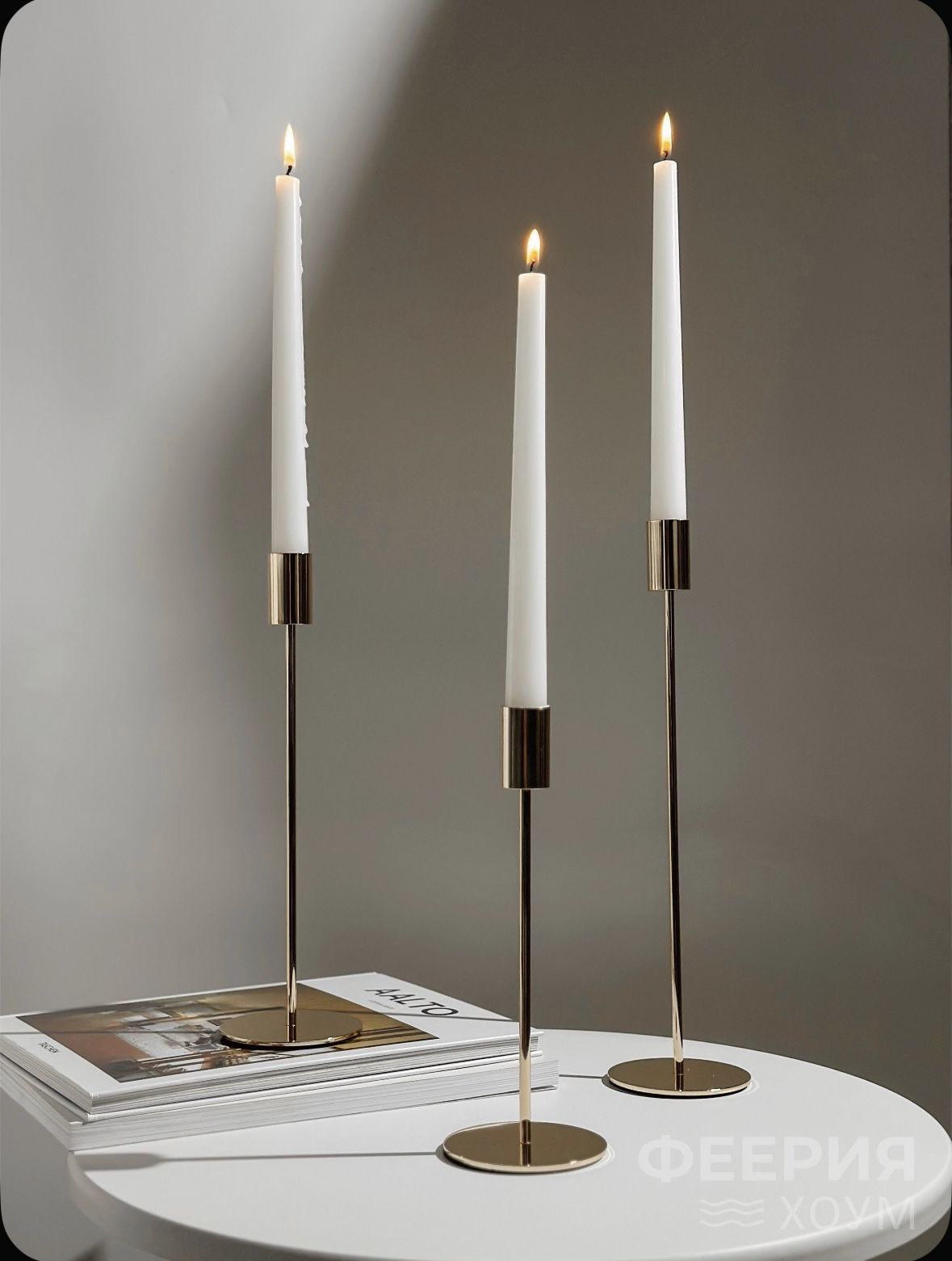 CANDLE El Yapımı Kokusuz Şamdanlık Dekoratif Kalıp Mum– Kırık Beyaz -22*2