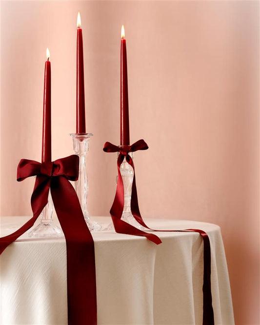 CANDLE El Yapımı Dekoratif Soya Wax Mum – Şamdanlık Mum Kırmızı 3’lü 20 cm