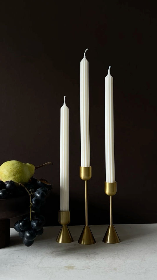 Bronz Ton Metal Şamdan Seti 3’lü – Modern Dekoratif Mumluk & Masa Üstü Ev Dekoru