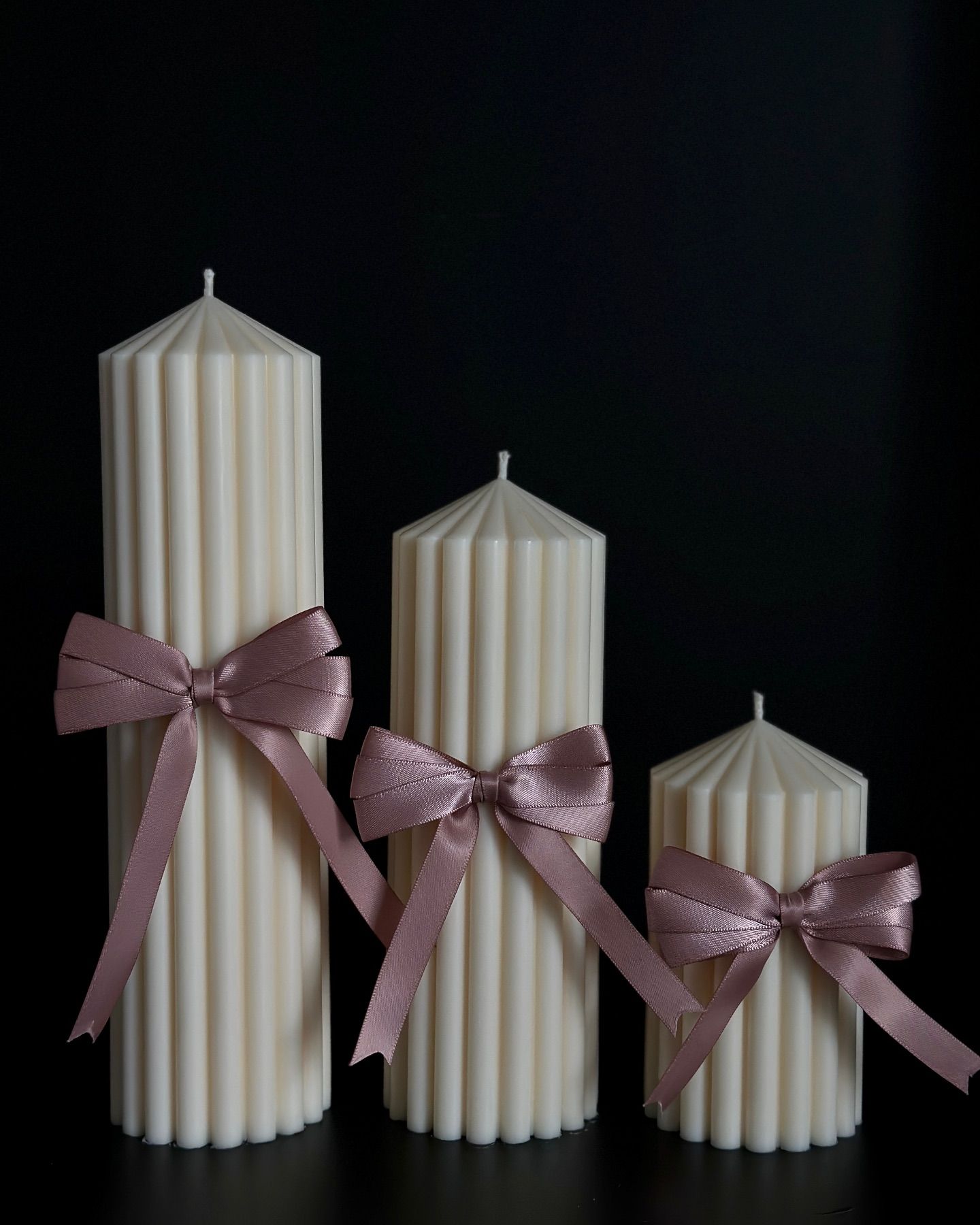 El Yapımı Kokusuz Çokgen Dekoratif Mum Kırık Beyaz 3'lü