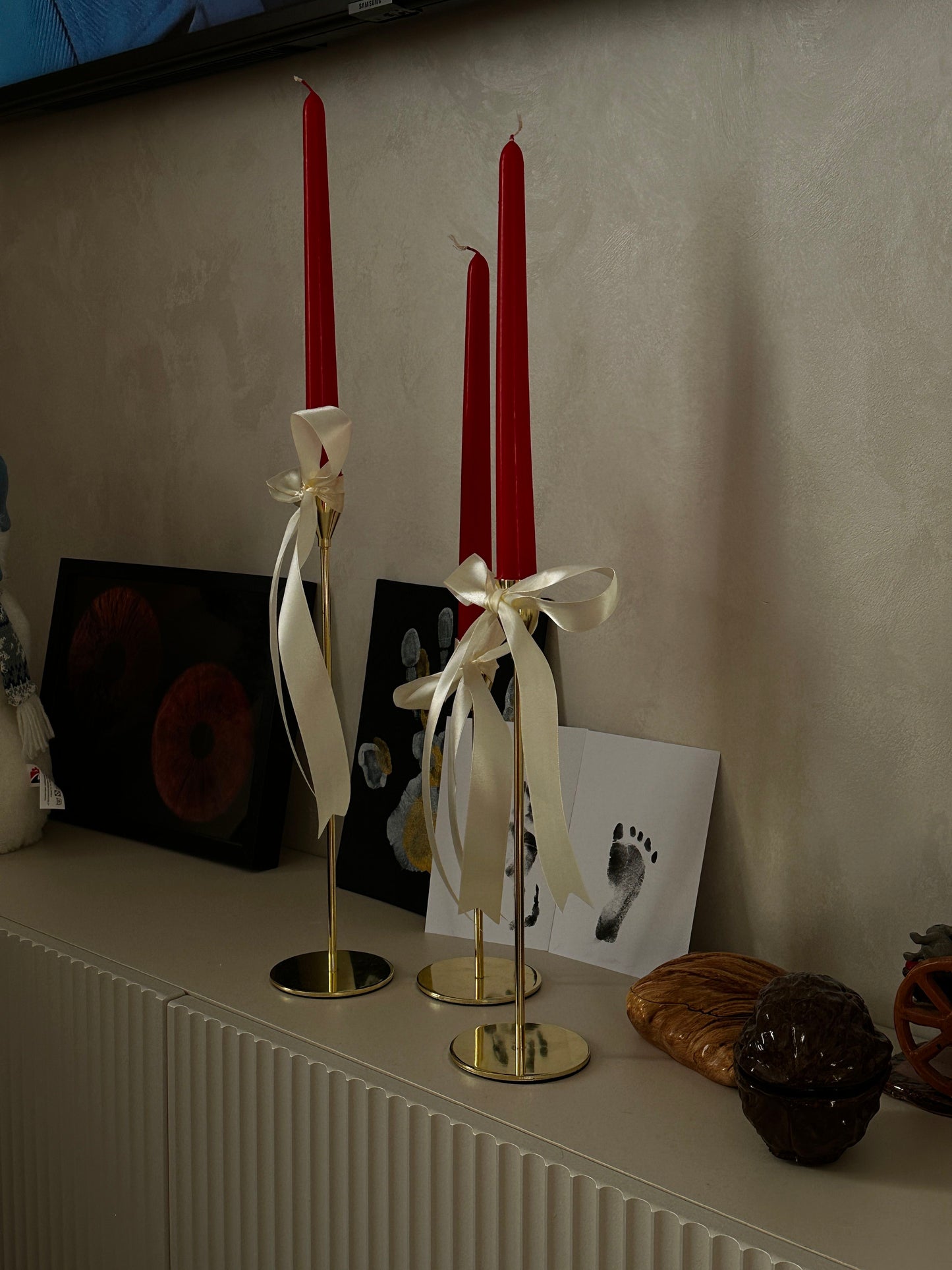 CANDLE El Yapımı Dekoratif Soya Wax Mum – Şamdanlık Mum Kırmızı 3’lü 20 cm