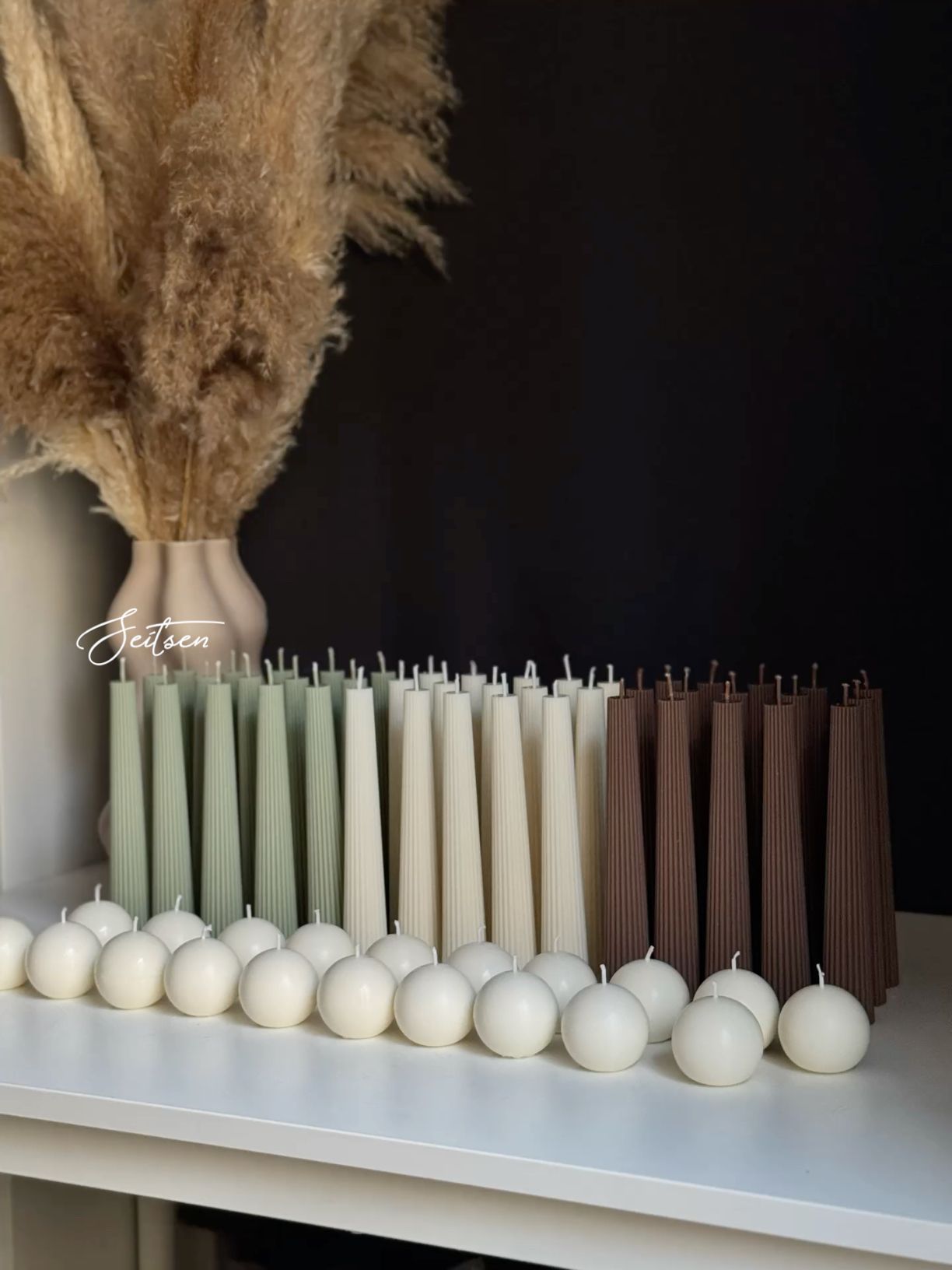 Lumieri Candle El Yapımı Kokusuz Yuvarlak Dekoratif Mum– Çokgen Uzun Mum- 2'li