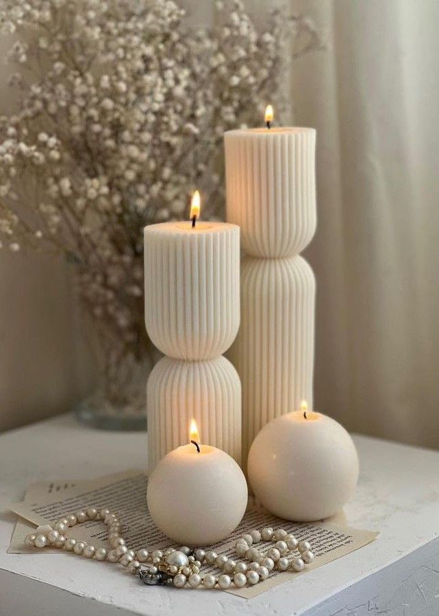 Lumieri Candle El Yapımı Kokusuz Çokgen Yuvarlak Dekoratif Mum - Yuvarlak Mum– 4'lü