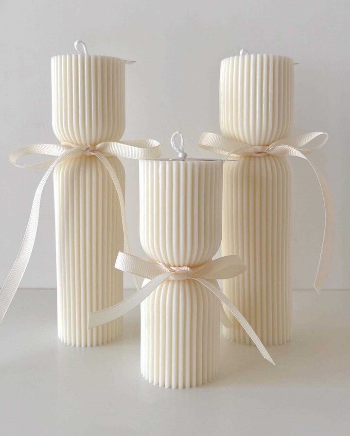 Lumieri Candle El Yapımı Kokusuz Çokgen Yuvarlak Dekoratif Mum-Şakayık Çiçek Dekoratif Mum – 6'lı
